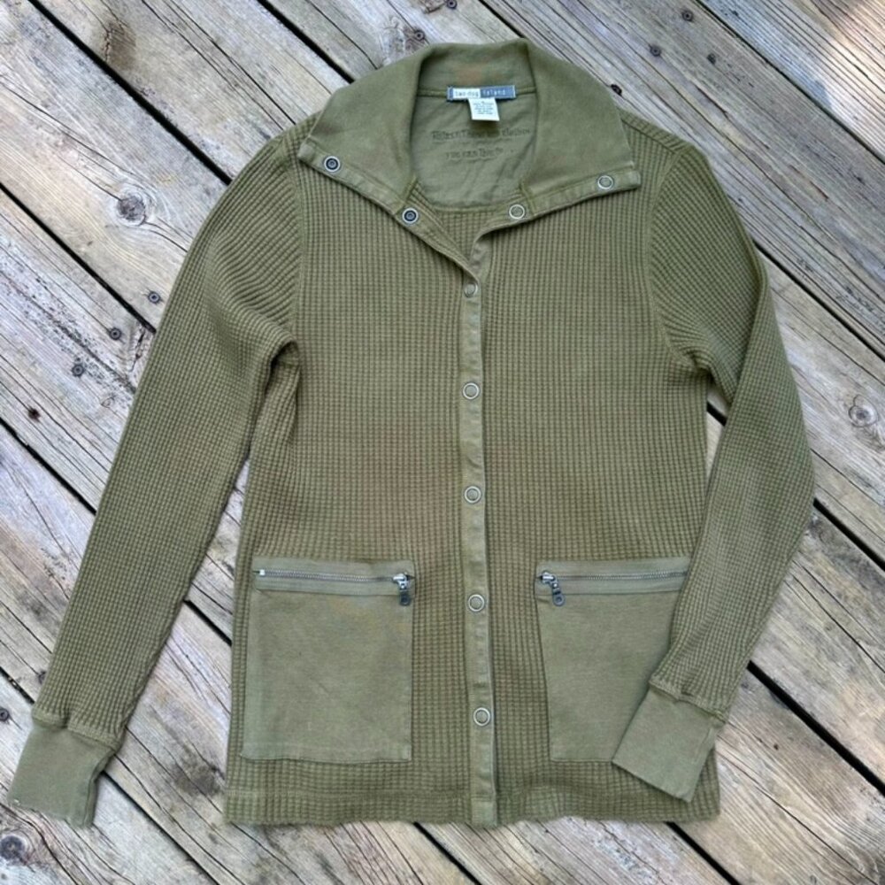 Army Green Waffle Layering Shirt - Small